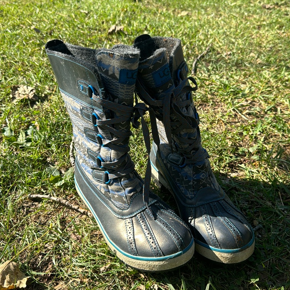 Ugg Australia Baroness Gray Blue Nordic Snow Flake  Fall Winter Boots 8